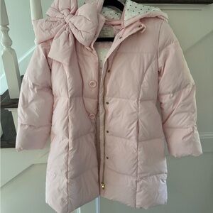 Girls Chic Pink Puffer Coat with Bow